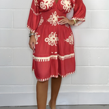 BohoWear - Kleid mit Muster und V-Ausschnitt