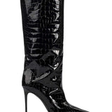 Camille | Croco-Leder-Stiefel mit Stiletto-Absatz