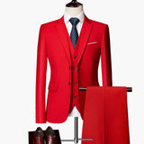 Herren Slim Fit 3-teiliges Anzugset für festliche Anlässe und Business