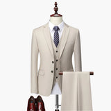 Herren Slim Fit 3-teiliges Anzugset für festliche Anlässe und Business