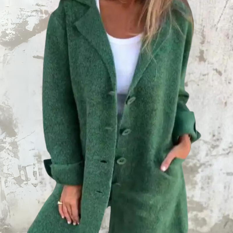 Kyline | Eleganter Langer Damenmantel mit Komfortablen Knöpfen