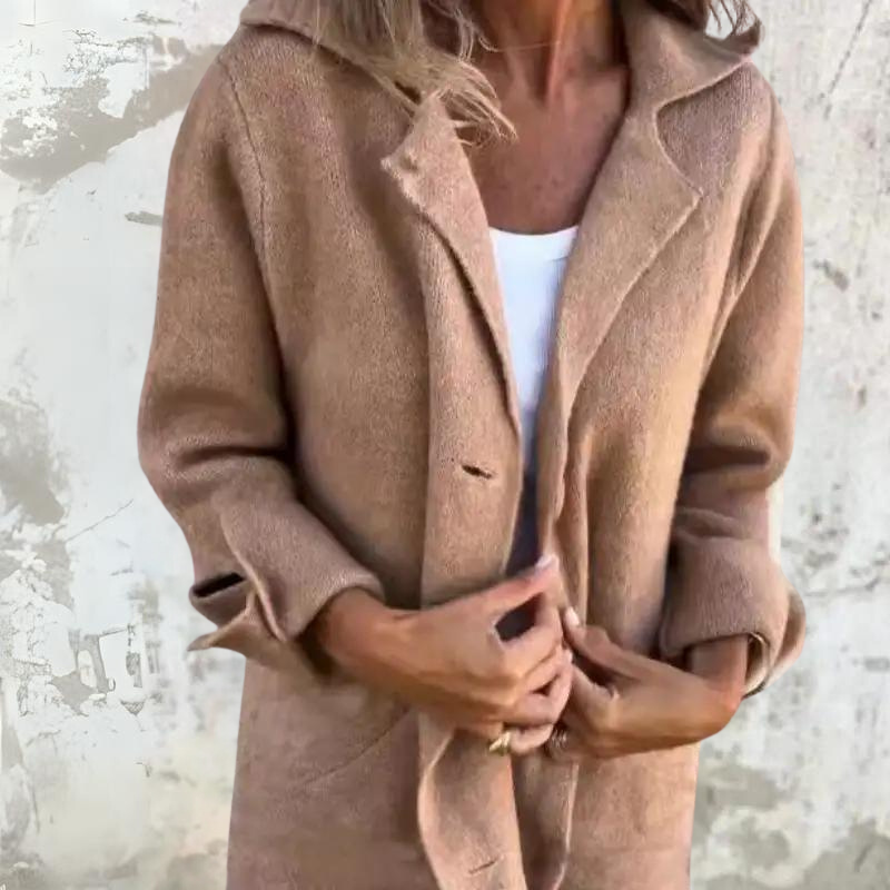 Kyline | Eleganter Langer Damenmantel mit Komfortablen Knöpfen