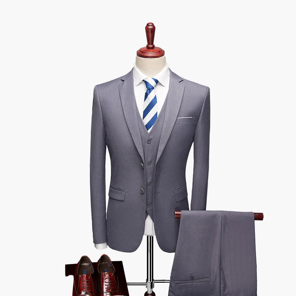 Herren Slim Fit 3-teiliges Anzugset für festliche Anlässe und Business