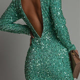 Paillettenkleid - Rückenausschnitt Kleid Damen