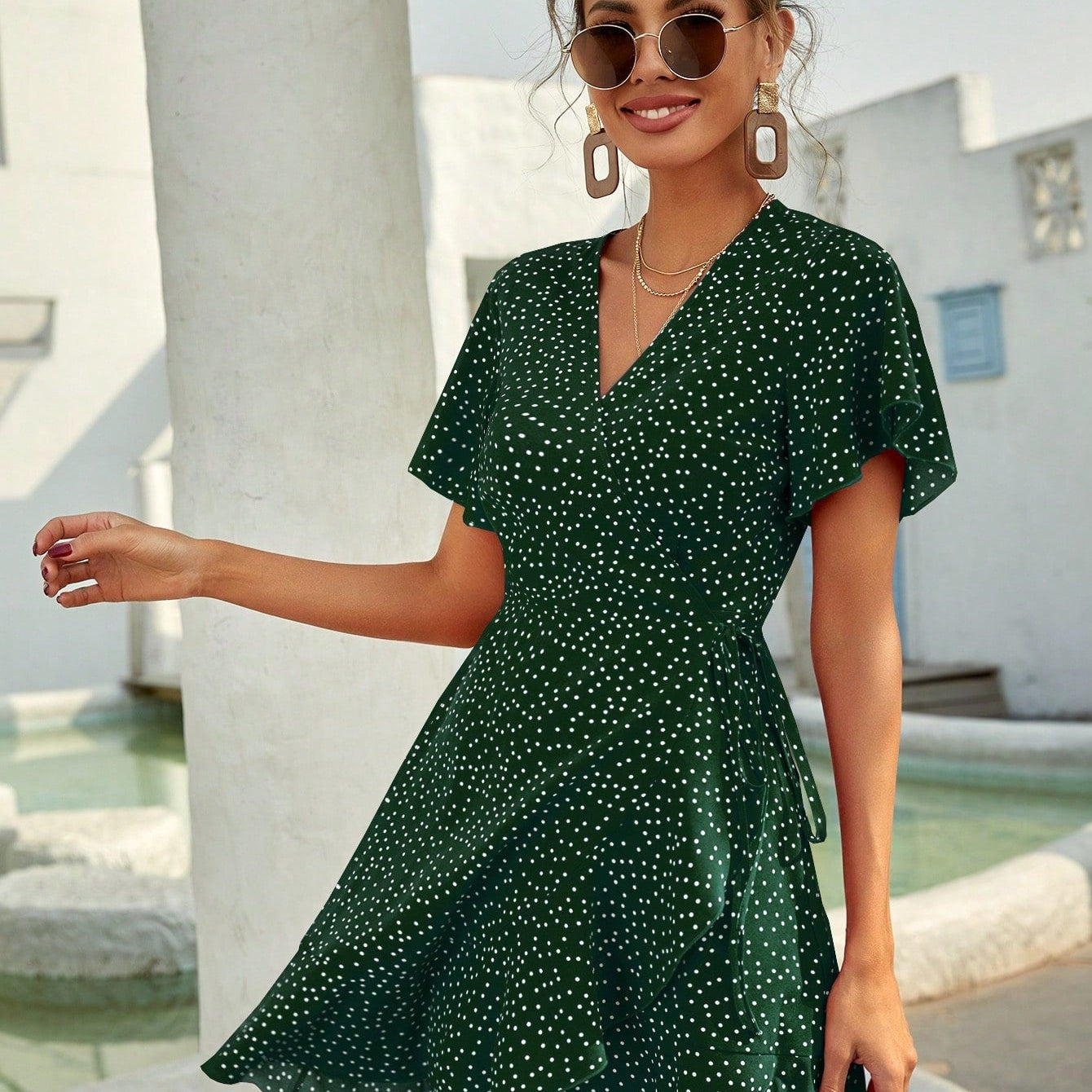 Noiré - Wickelkleid mit Punkten