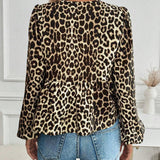 Leoprint – Damenbluse mit Schleife