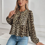 Leoprint – Damenbluse mit Schleife
