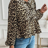 Leoprint – Damenbluse mit Schleife