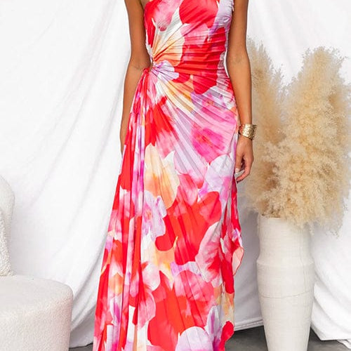 Liselotte – Schulterfreies Maxikleid mit Blumenmuster