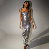 Emilia – Glitzerndes Maxikleid mit Spaghettiträgern
