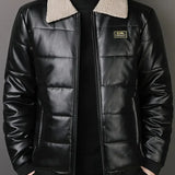 Klassische Herren-Lederjacke mit Sherpa-Kragen