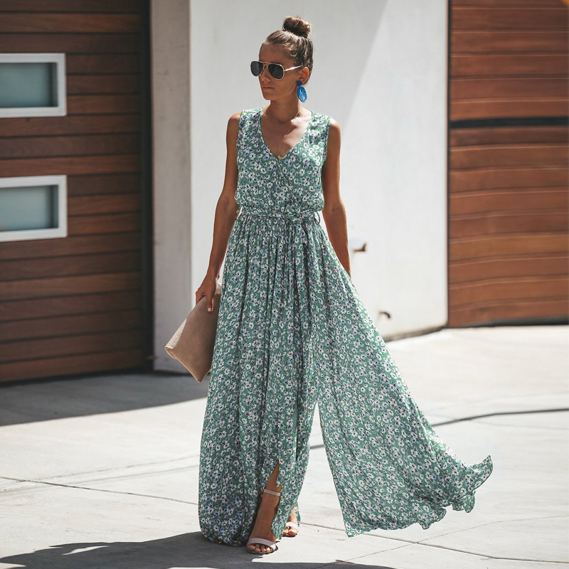 Luniva - Ärmelloses Maxikleid mit Blumenmuster