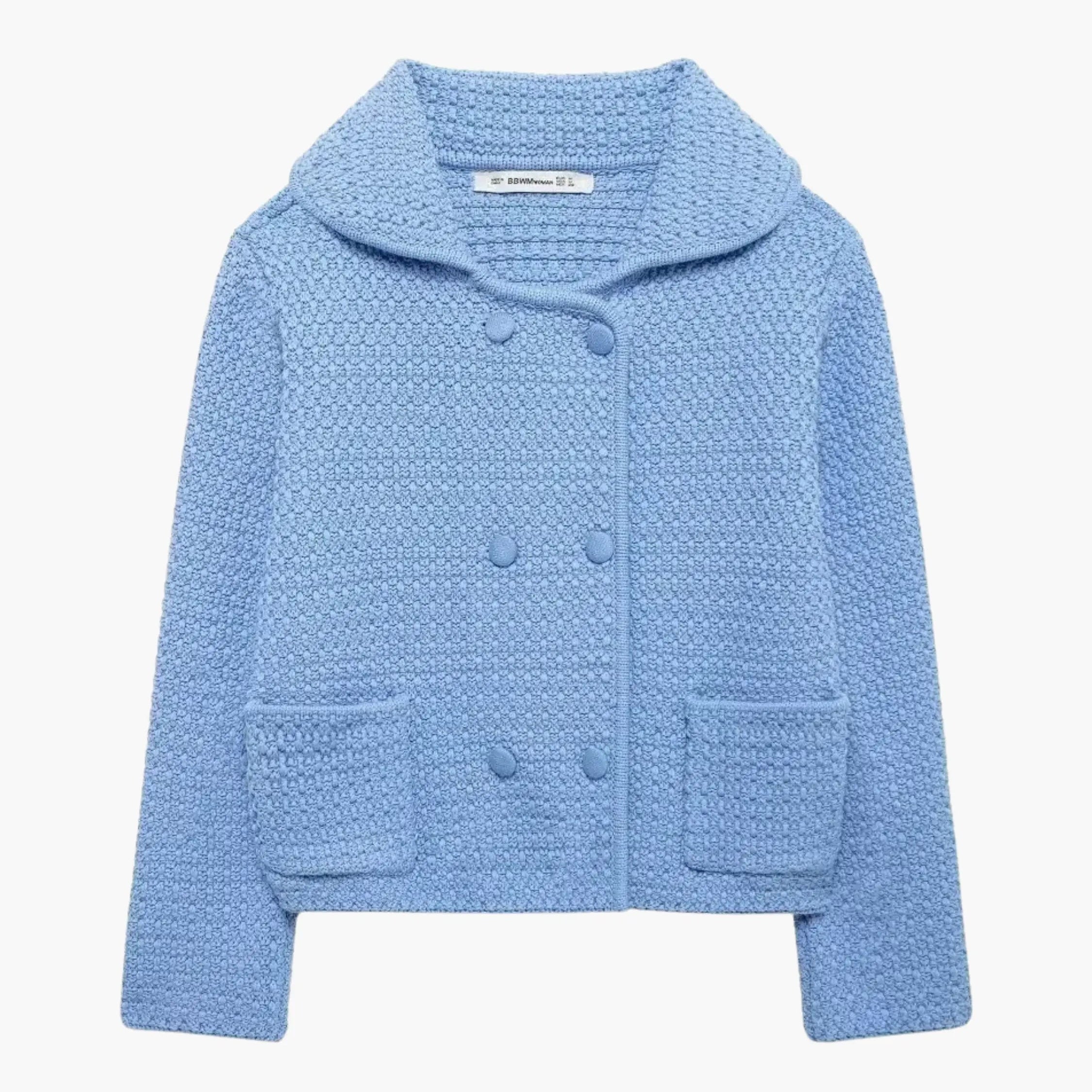 Dietlinde | Texturierte zweireihige Strickjacke