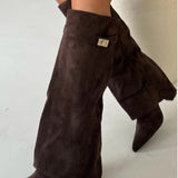 Evy | Elegante Damenstiefel aus hochwertigem Suede mit goldenen Akzenten