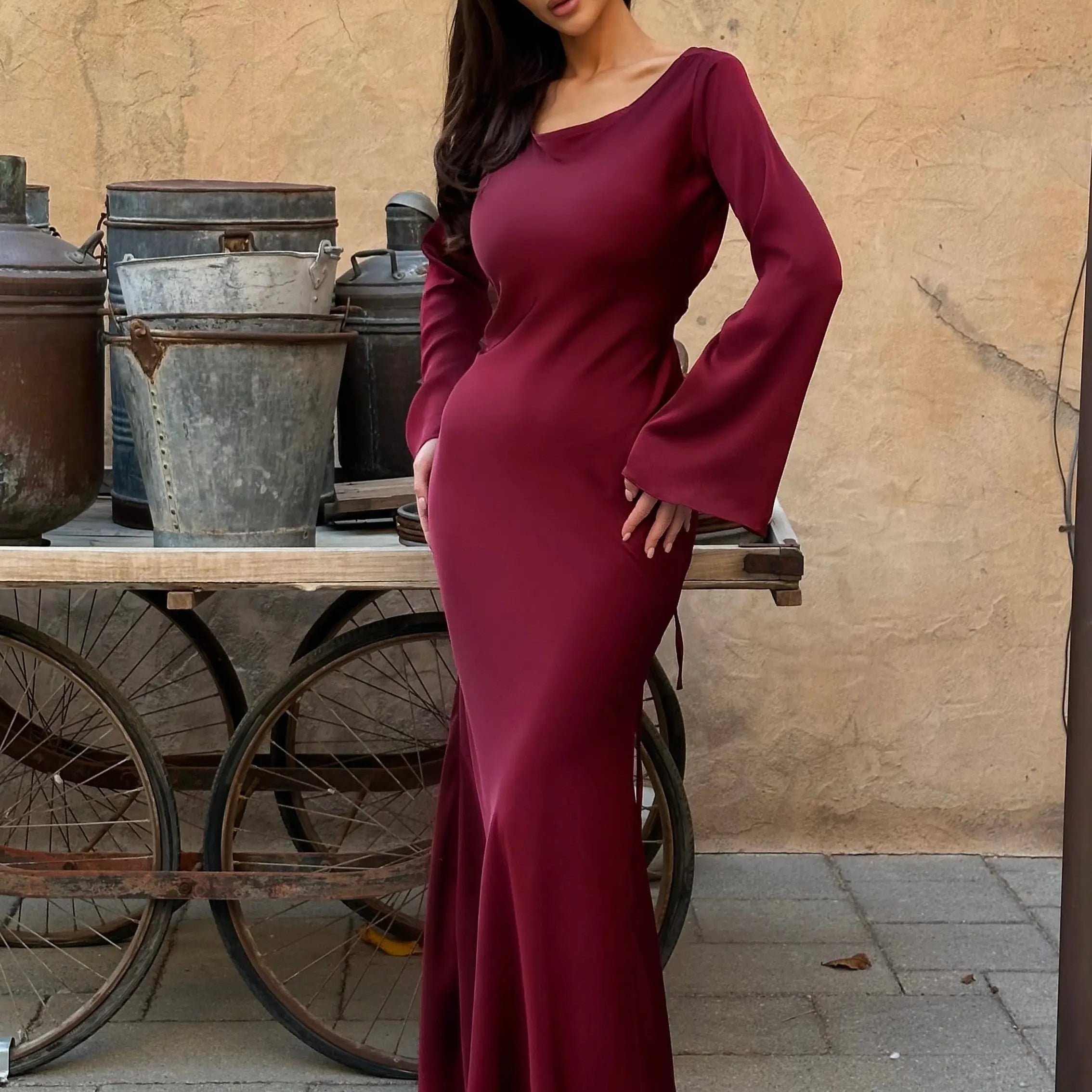 Sophie | Langärmliges Maxikleid – Fließender Schnitt für Eleganz und Komfort