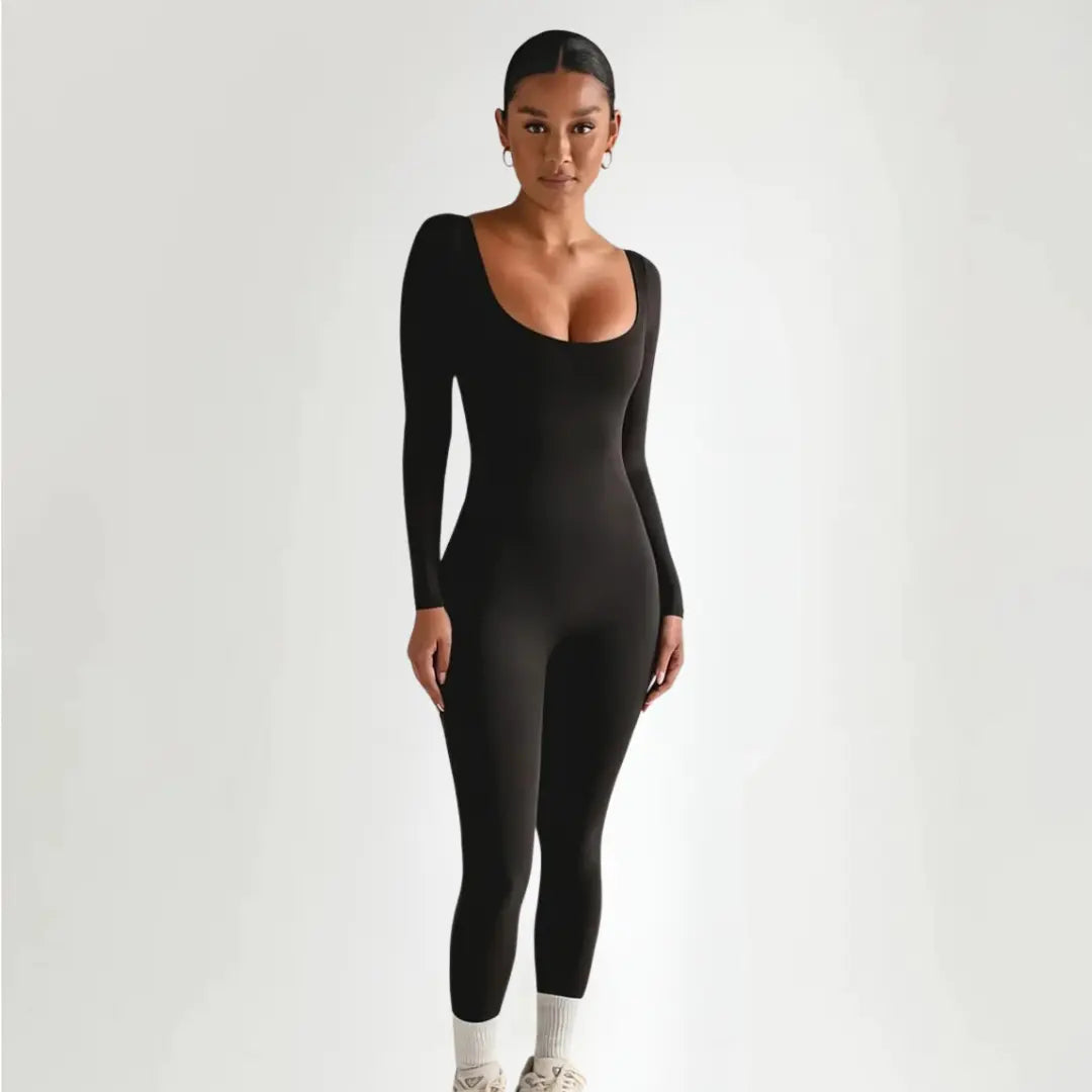 Melanie – Nahtloser Langarm-Jumpsuit