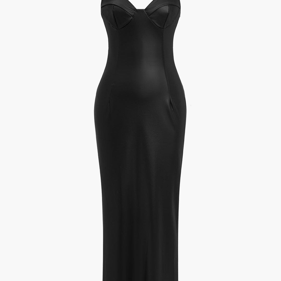 Sophia - Lederoptik Maxikleid Damen