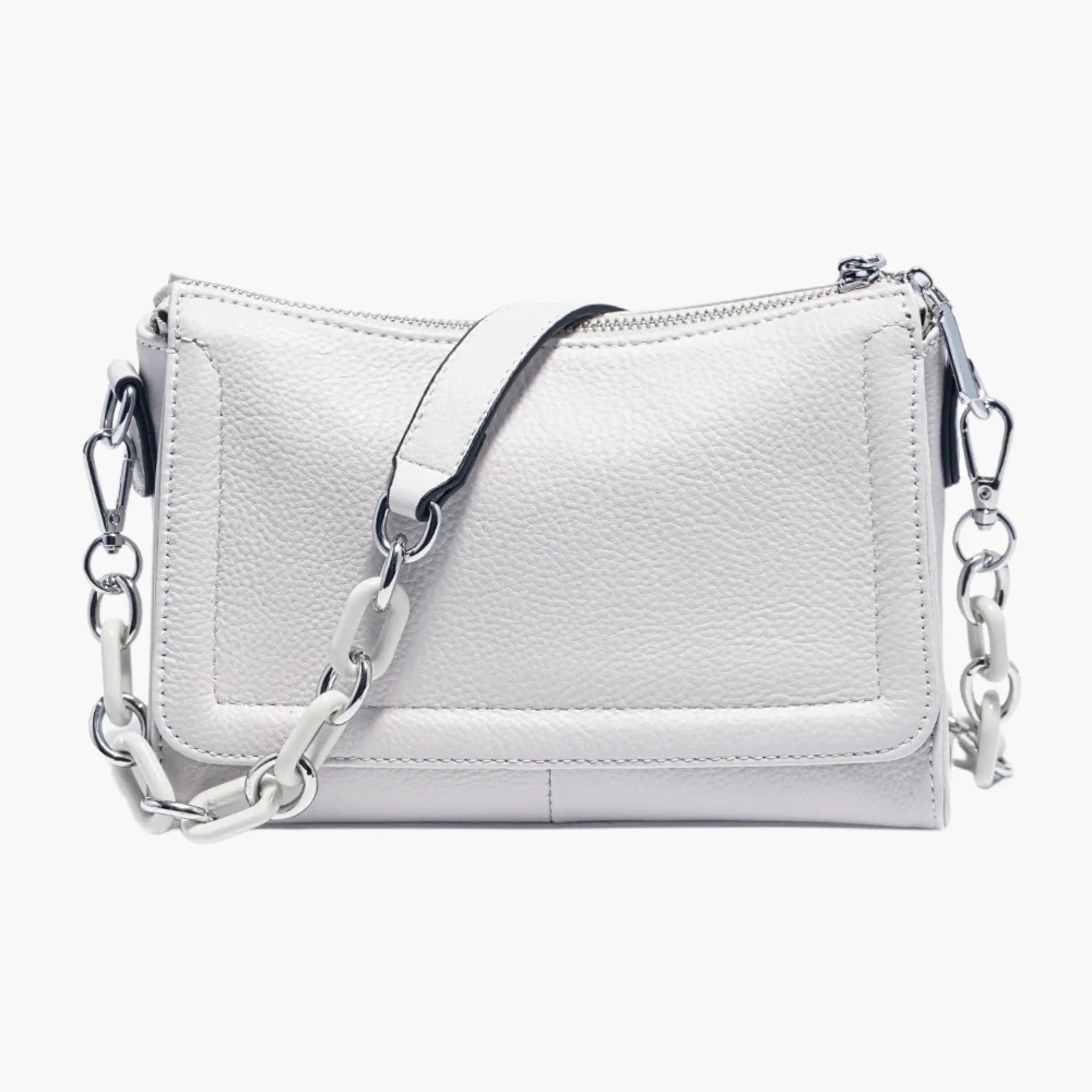 Ada - Weiße Leder Schultertasche