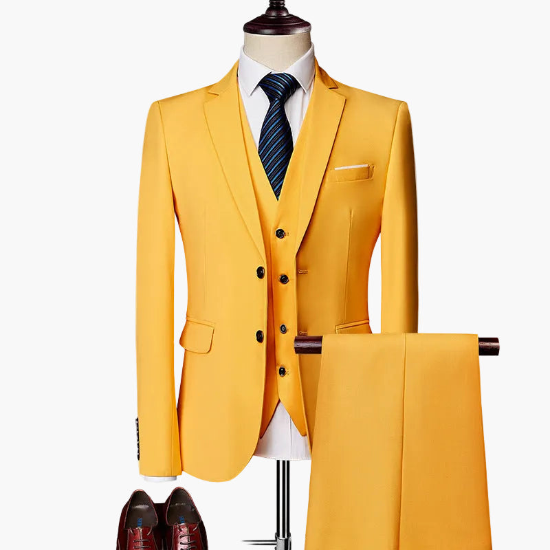 Herren Slim Fit 3-teiliges Anzugset für festliche Anlässe und Business