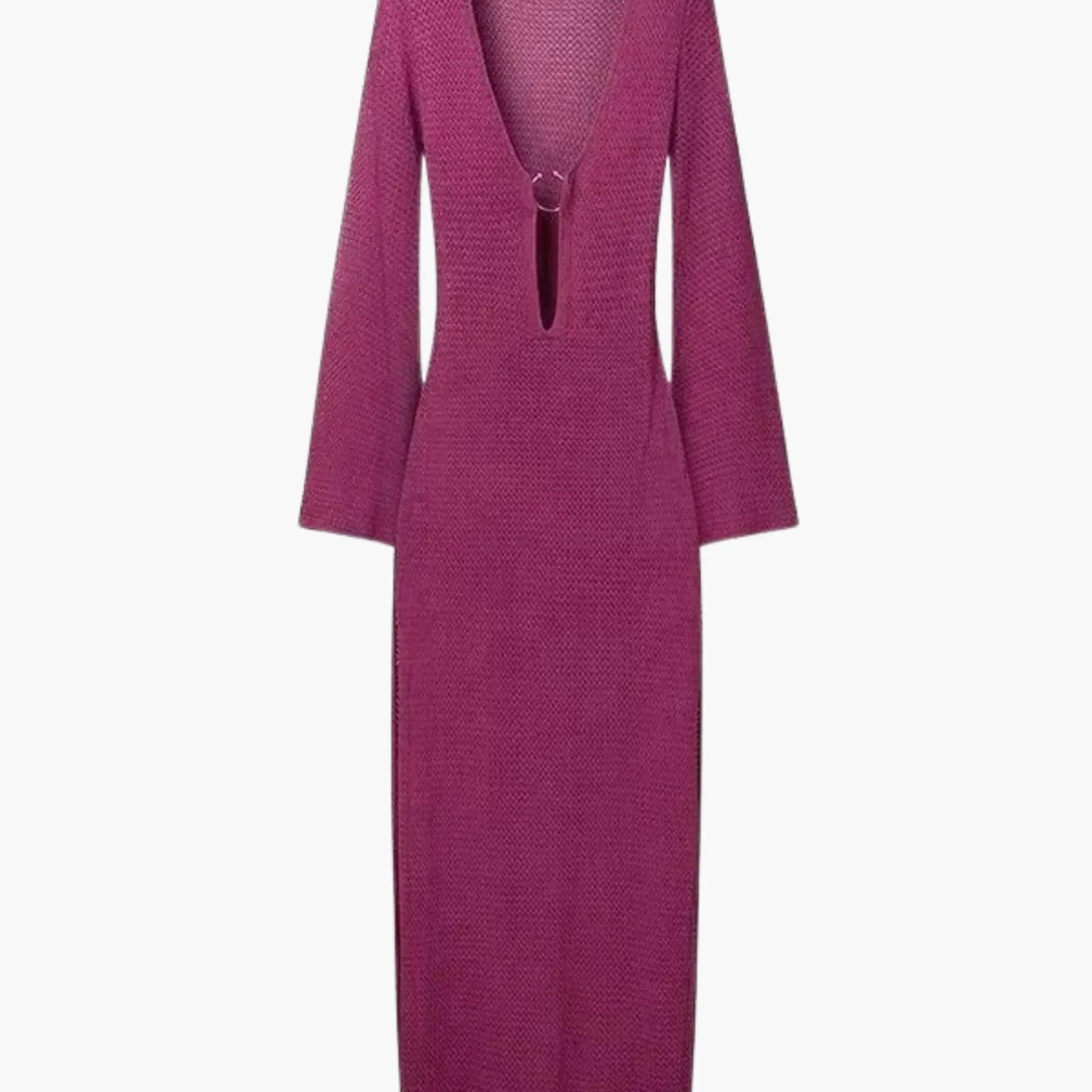 Ulrike – Langes Strickkleid in Lila