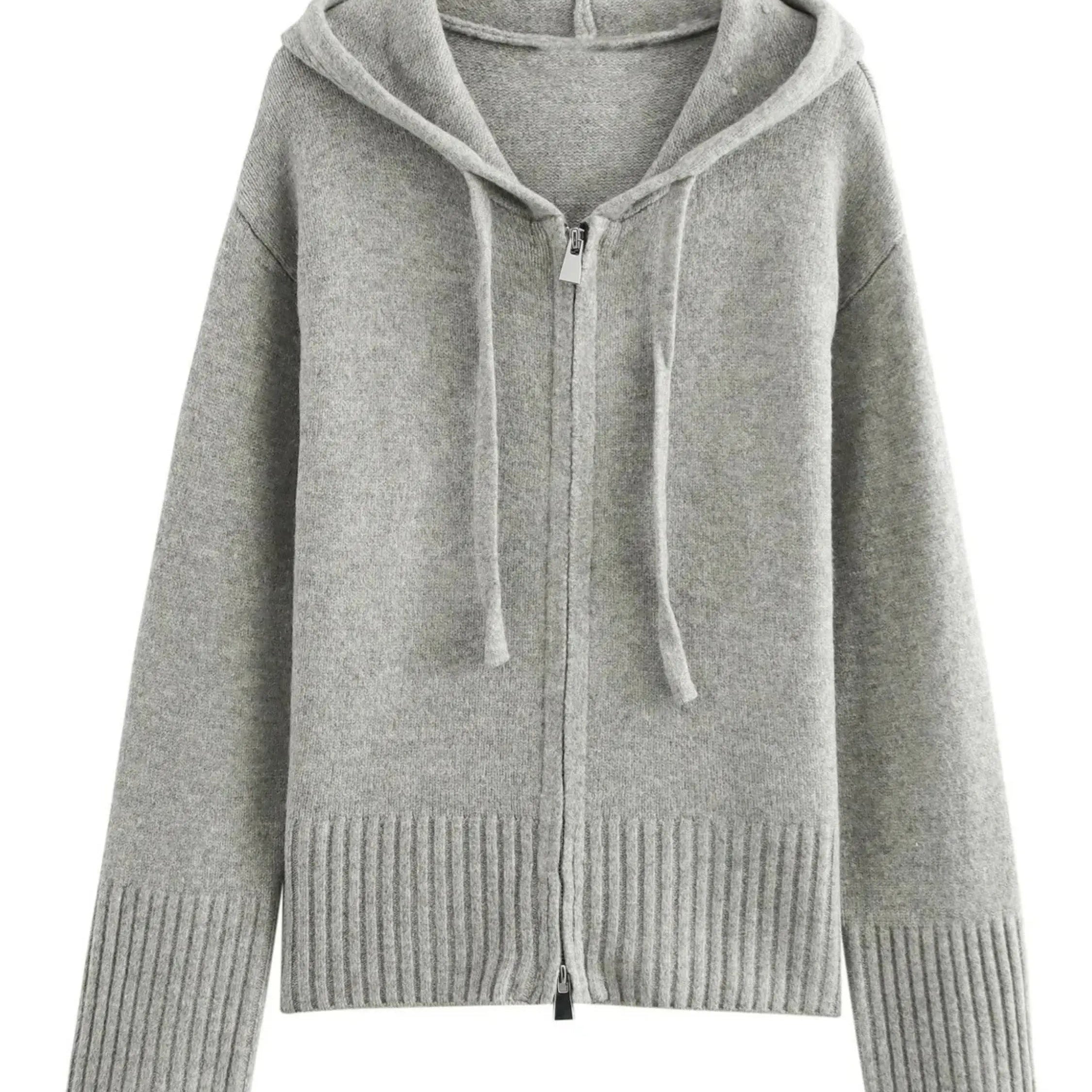 Kornelia | Strickjacke mit Kapuze und Reißverschluss