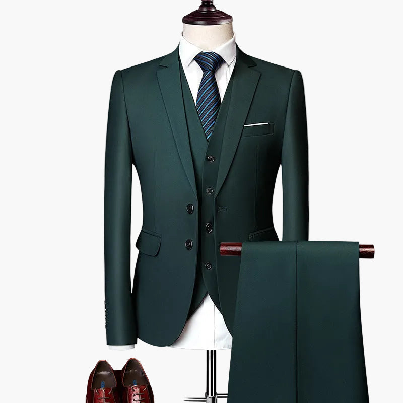 Herren Slim Fit 3-teiliges Anzugset für festliche Anlässe und Business