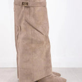 Evy | Elegante Damenstiefel aus hochwertigem Suede mit goldenen Akzenten