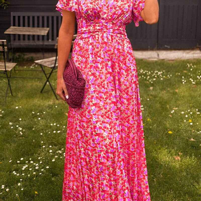 Ava – Maxikleid mit V-Ausschnitt und Blumenmuster