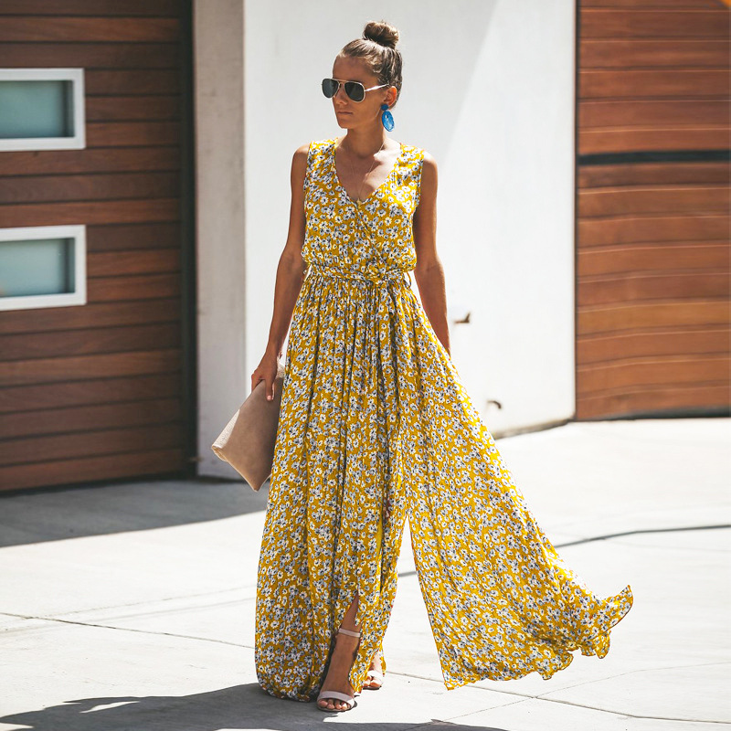 Luniva - Ärmelloses Maxikleid mit Blumenmuster
