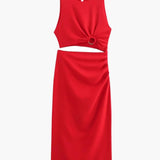 Lia – Rotes Cut-Out-Maxikleid