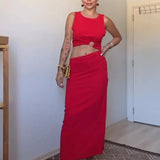 Lia – Rotes Cut-Out-Maxikleid