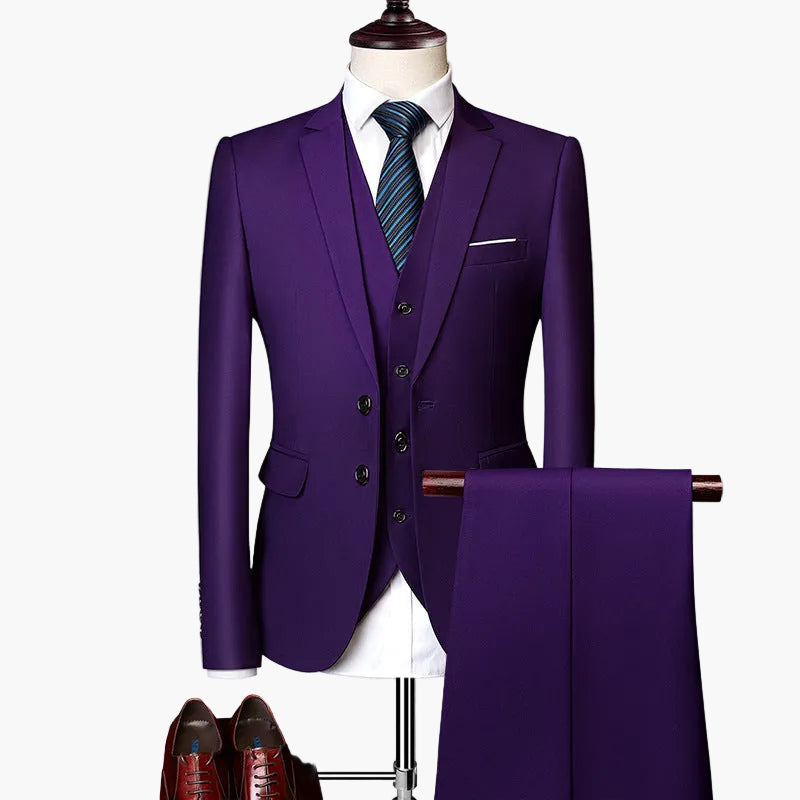 Herren Slim Fit 3-teiliges Anzugset für festliche Anlässe und Business