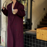 Sinda | Eleganter Wollmantel in Bordeauxrot