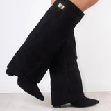 Evy | Elegante Damenstiefel aus hochwertigem Suede mit goldenen Akzenten