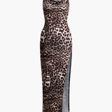 Amelie – Satin Leopardenkleid