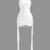 Vera - High-Neck Minikleid Drapiert