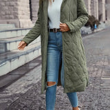 Baumwoll-Steppmantel mit Kapuze und langen Ärmeln