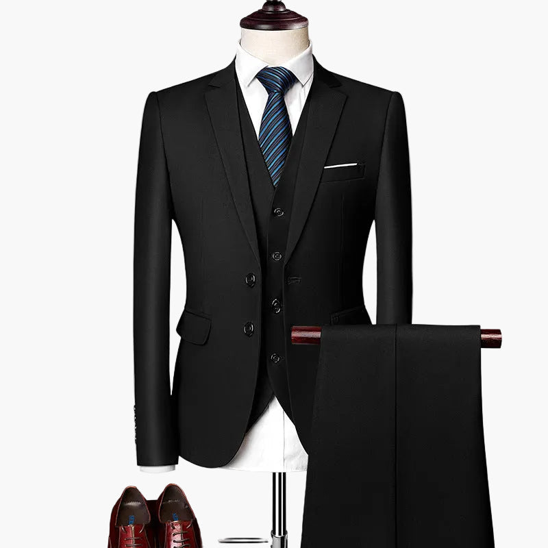 Herren Slim Fit 3-teiliges Anzugset für festliche Anlässe und Business