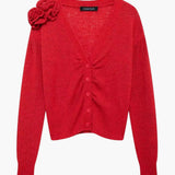Sandra | Strickjacke mit floralen Akzenten und V-Ausschnitt