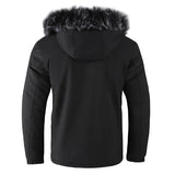 Winterjacke – Herrenmantel mit Kunstfellkapuze
