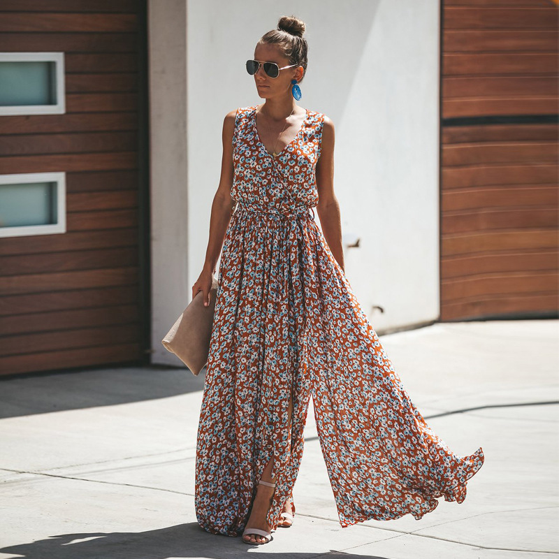 Luniva - Ärmelloses Maxikleid mit Blumenmuster
