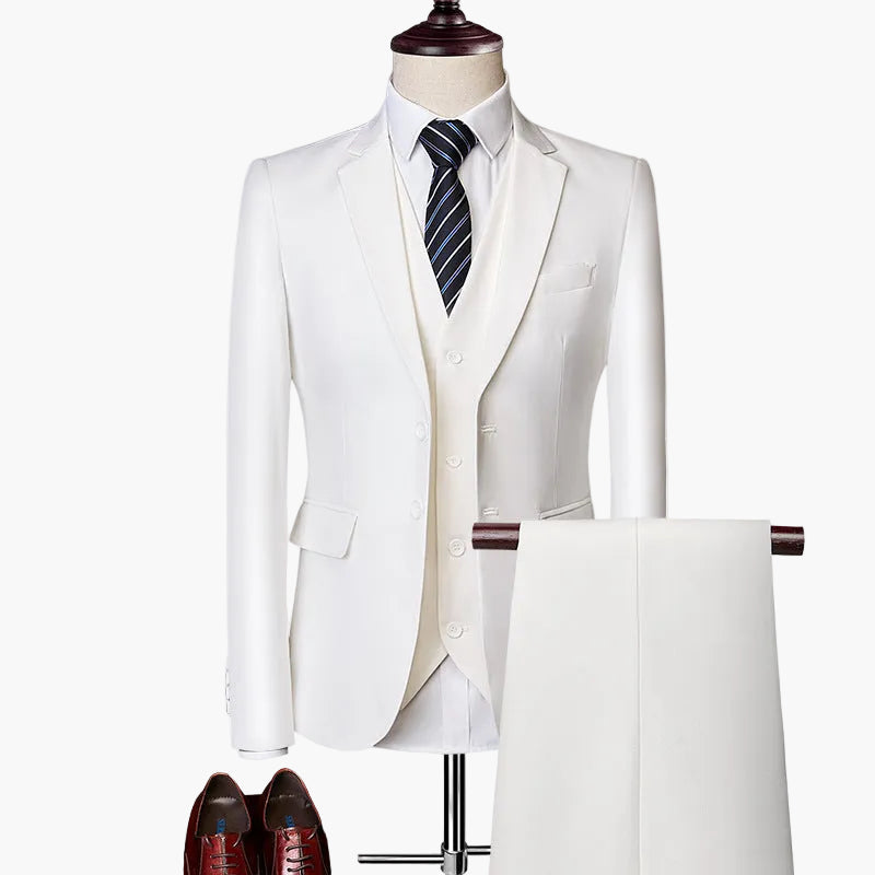 Herren Slim Fit 3-teiliges Anzugset für festliche Anlässe und Business