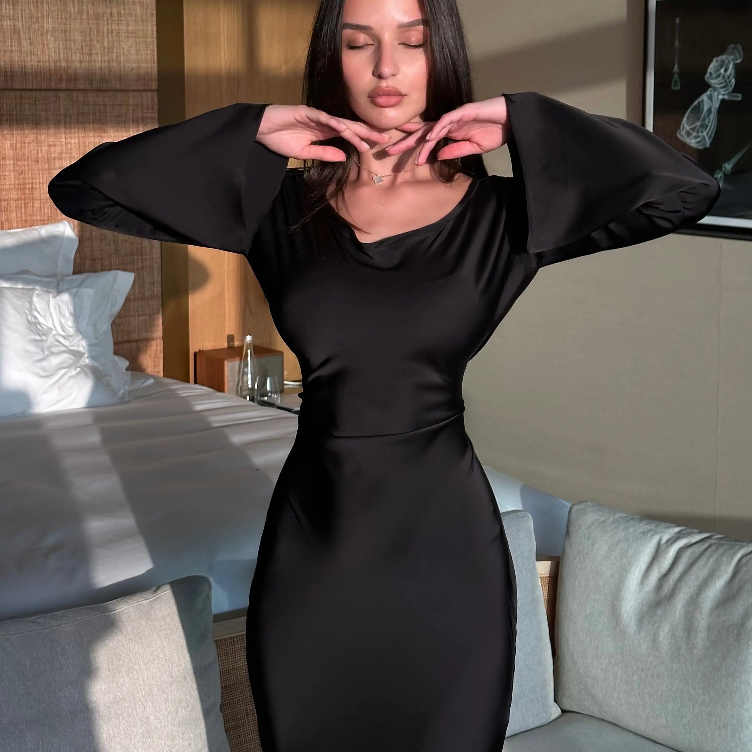 Sophie | Langärmliges Maxikleid – Fließender Schnitt für Eleganz und Komfort