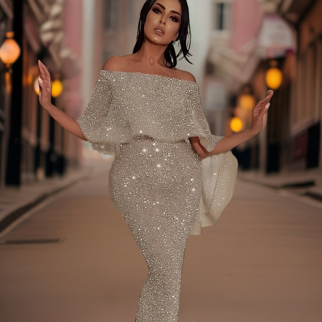 Verona - Schulterfreies Maxikleid