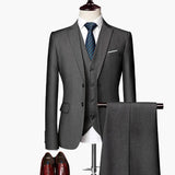 Herren Slim Fit 3-teiliges Anzugset für festliche Anlässe und Business