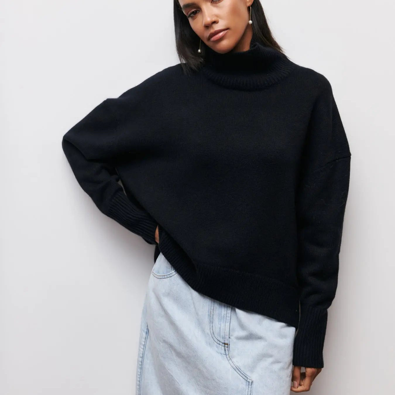 Xandra | Gestrickter Pullover Mit Langem Hals