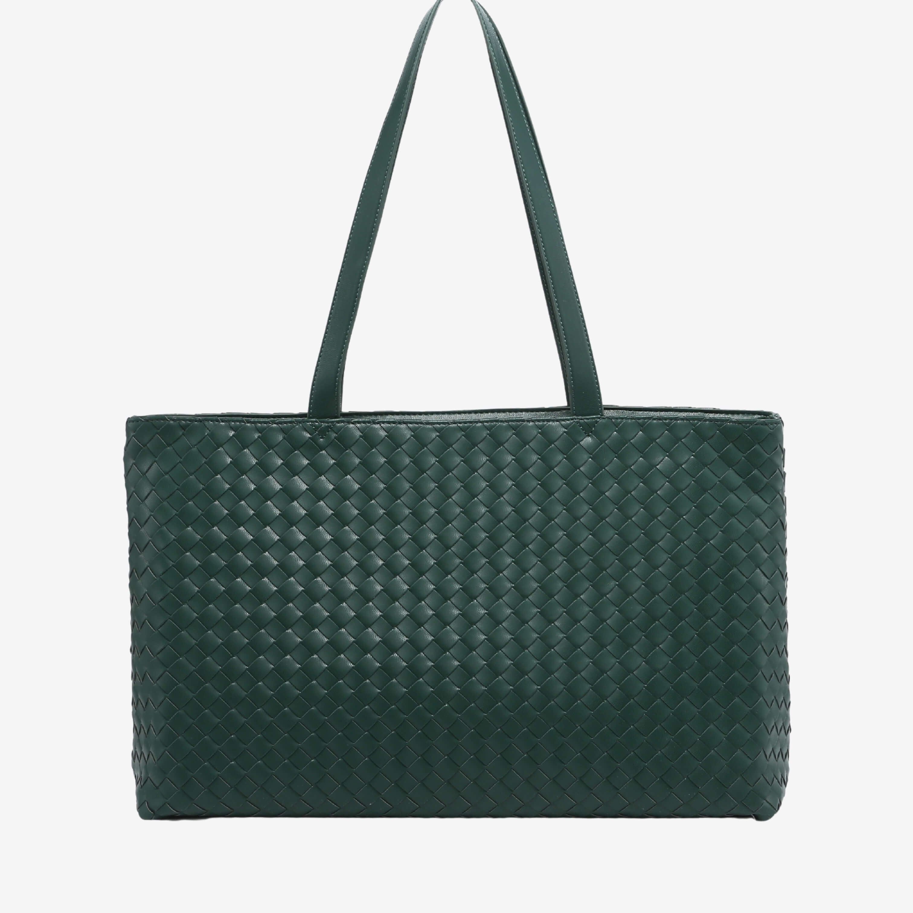 Emilia | Große gewebte Damen-Tote aus veganem Leder mit Reißverschluss