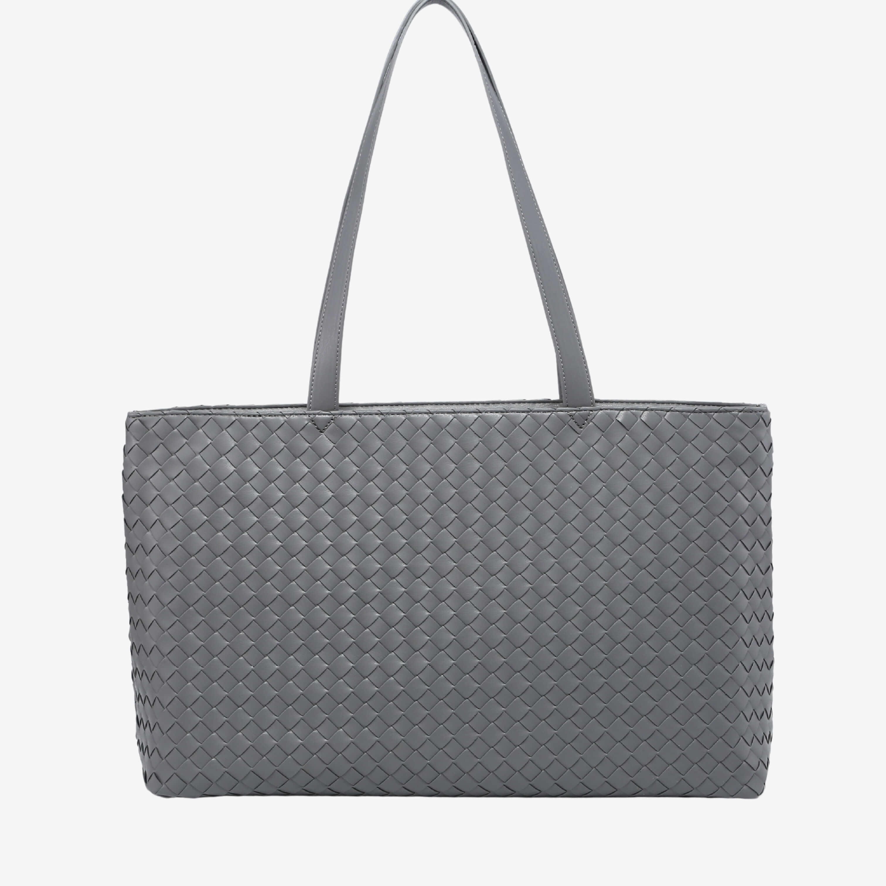 Emilia | Große gewebte Damen-Tote aus veganem Leder mit Reißverschluss