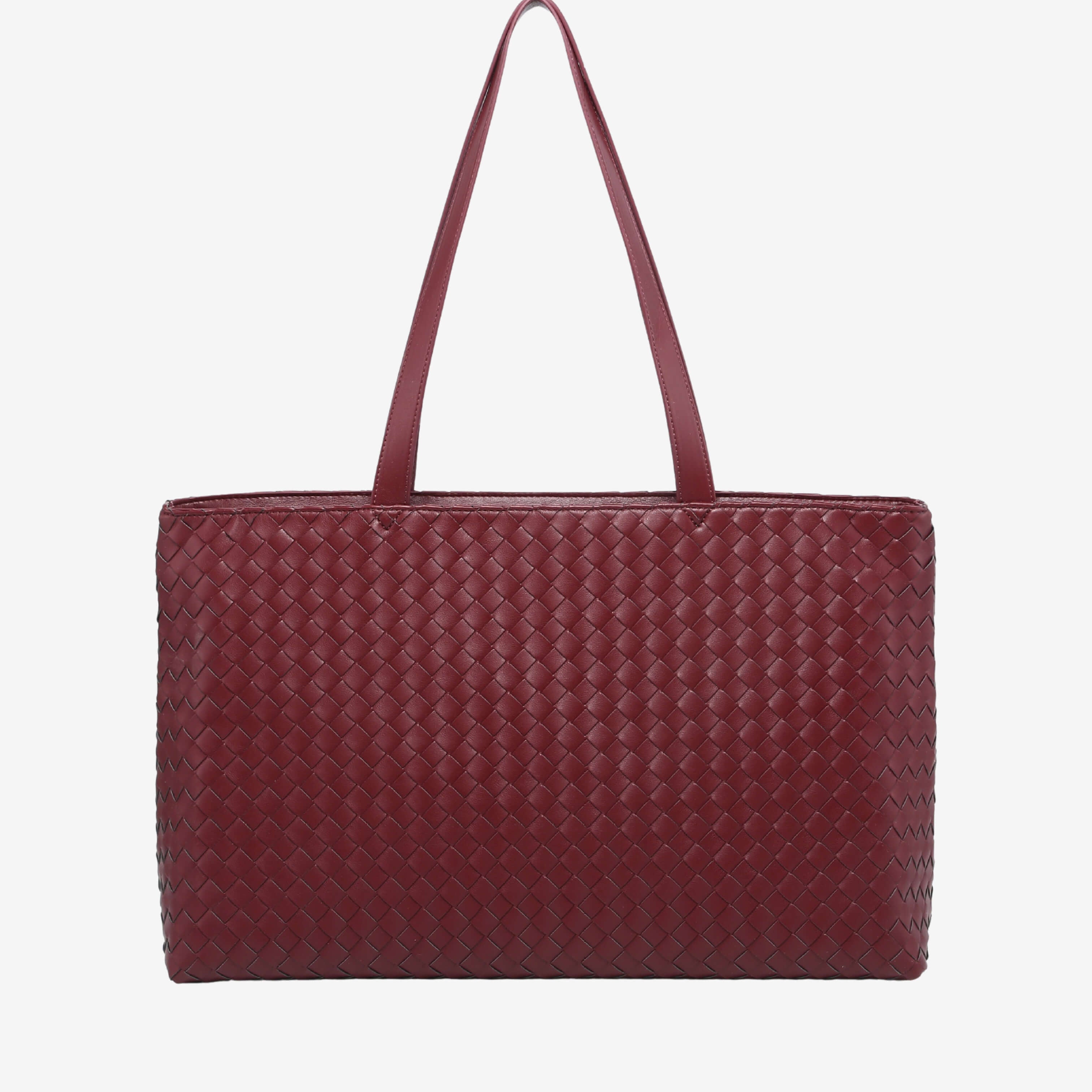 Emilia | Große gewebte Damen-Tote aus veganem Leder mit Reißverschluss