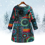 Evaan | Damen Boho Patchwork Kapuzenjacke mit warmer Fütterung